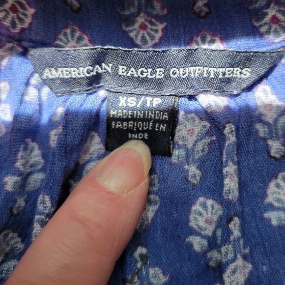 American Eagle Floral Tiered Boho Top womens Prairie Popover Lightweight Size XS - Picture 3 of 6